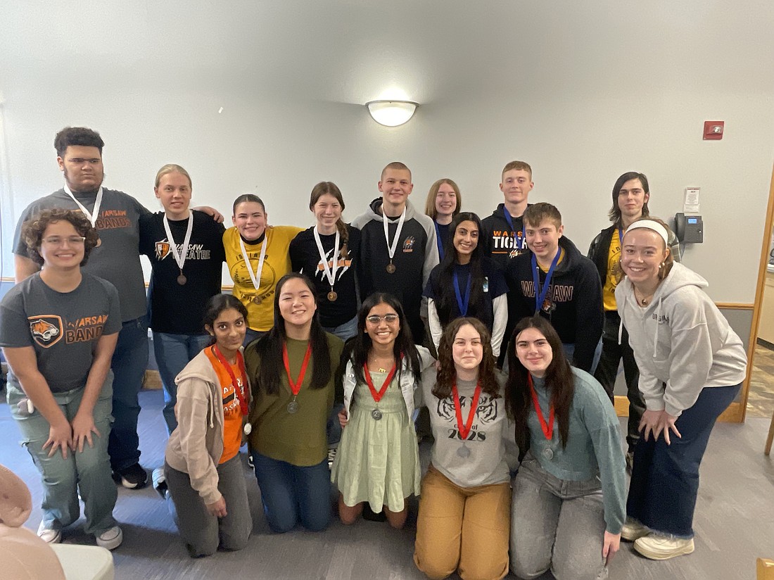 Pictured (L to R) are, front row: Addison Garcia, Medha Aluru, Hannah Grossman, Diya Patel, Annie Paton, Jocelyn Baldridge and Shannon Smith; back row: Mattix Garrett, Griffin Roe, Natalie Boley, Margot Sprankle, Cole Parrott, Sydney Clark, Titiksha Gorhe, Sean Smith, Kevin Gough and Evan Hand. Photo Provided.