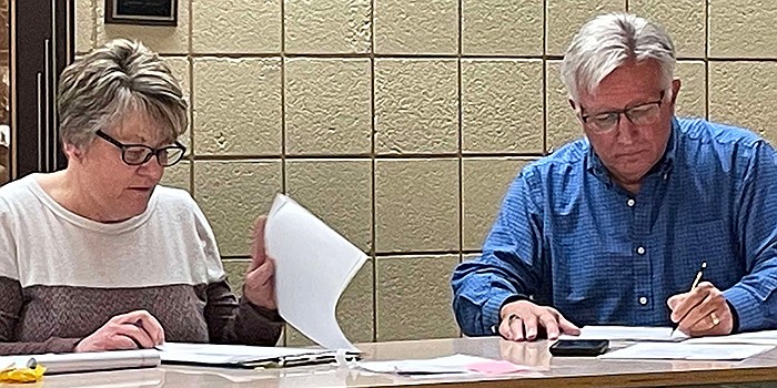 Pictured (L to R) are Pierceton Clerk-Treasurer Myra Mast and Pierceton Town Council President Glenn Hall. Photo by Liz Adkins, InkFreeNews