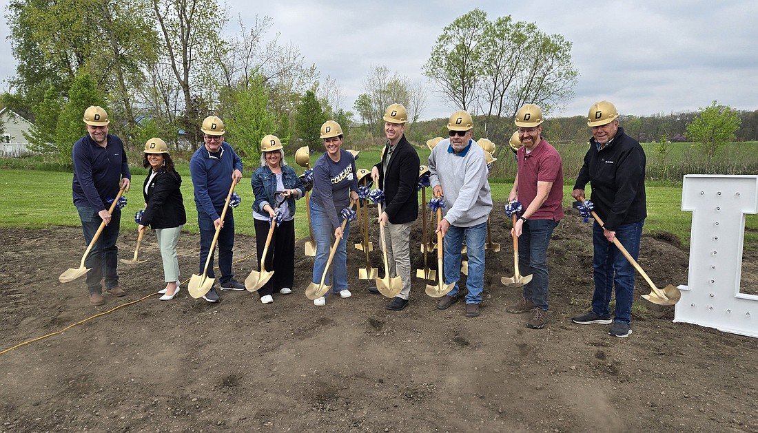 Lakeland Christian Academy held a groundbreaking Saturday for their Early Learning Academy through third-grade building at their Winona Lake campus. Pictured are Superintendent Joe Elrod and LCA Board of Trustees members. Photo by Jackie Gorski, Times-Union