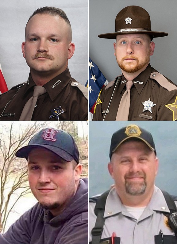 Pictured (L to R) are, top row: deputy Fred Fislar, Cpl. Brandon Schreiber; bottom row: correctional officer Shawn Burnell and correctional Lt. Donald Neiswinger Jr. Photos Provided