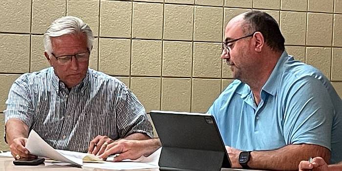Pictured (L to R) are Pierceton Town Council President Glenn Hall and Council member Matt Brubaker. Photo by Liz Adkins, InkFreeNews