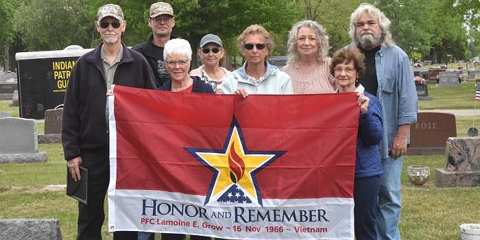 Pictured (L to R) are, back row: Mark Grow, Lois Grow, Sonia Winters and Frank Winters; front row: William Grow, Marlene Grow, Kelly Parker and Chris Fox. Photo by Elizabeth Hershberger, InkFreeNews