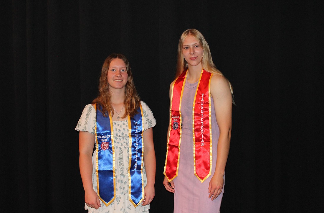 Pictured (L to R) are Whitko Jr./Sr. High School salutatorian Cassidy Skinner and valedictorian Gwen Howard. Photo Provided