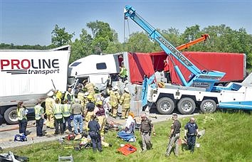 1 Injured In 2-Semi Crash